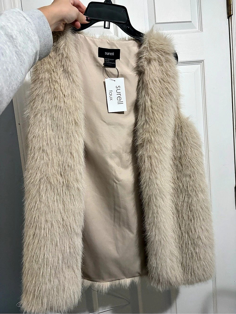 Surell Faux Fur Vest Beige Brand New